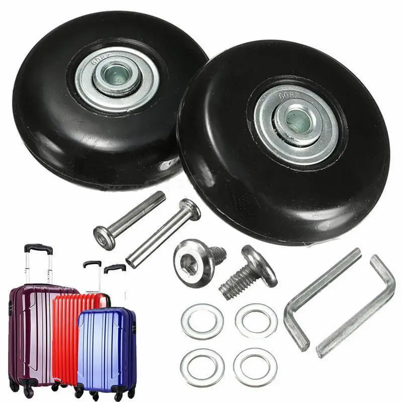 2 pces preto bagagem saco mala substituição rodas de borracha eixos reparação acessórios sem rodízios od 40mm/54mm/60mm/64mm/80mm-0