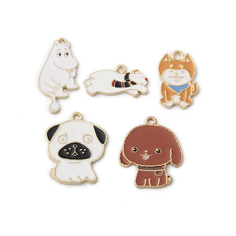 

10pcs Fashion Metal enamel animal hippo bear dog pet charms Bracelet pendants Alloy earring Jewelry making Accessories ornament