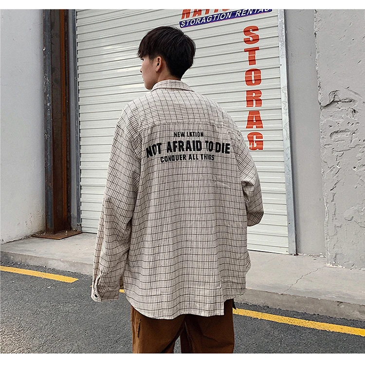 LAPPSTER-Youth Мужская Уличная Harajuku клетчатые рубашки Мужская модная рубашка белая рубашка с длинным рукавом на пуговицах негабаритная 5XL