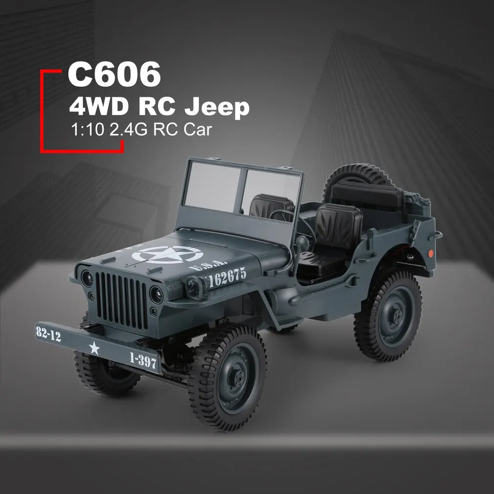 C606 1:10 RC Автомобиль 2,4G 4WD трансформируемый пульт дистанционного управления свет джип четыре колеса внедорожный военный альпинистский автомобиль подарок игрушка для ребенка