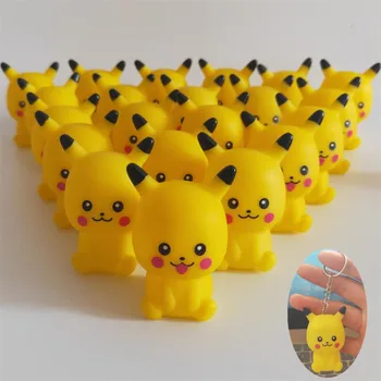 

Hot New Game Anime Pokemon Key Chain Cosplay 3D Pikachu Pendant Squeaky Toy Fancy PVC Comicon Funny Key Ring Gift