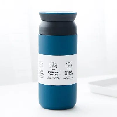 blue Новая бутылка для воды с эффектом потертости кофейная одноцветная 304 нержавеющая сталь автомобильная кружка чашка для воды холодная вакуумная изоляция с фильтром прочная - Цвет: blue