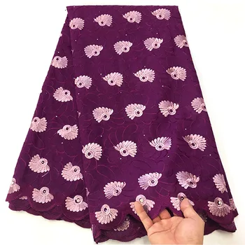 

Fuchsia embroidered African cotton dry lace fabric 2019 high quality bridal Nigerian stones swiss voile lace in switzerland CV-8