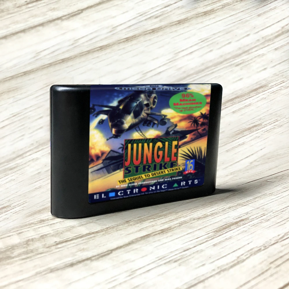 Jungle Strike - EUR Label Flashkit MD Electroless Gold PCB Card for Sega Genesis Megadrive Video Game Console | Игровые приставки и