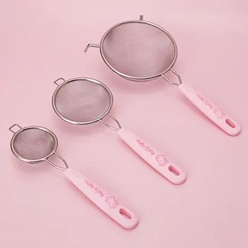 

Hello Kitty Printed Handle Pink 304 Stainless Steel 30 Mesh Strainer for Flour Sieve Filter Egg Liquid Sifters Shakers Tools