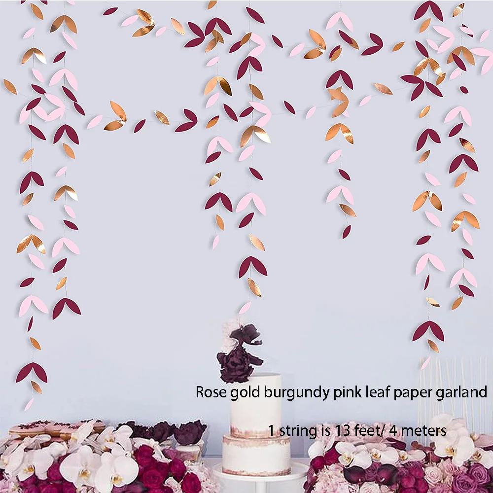 Rose Gold Paper Bunting Triangle Flags - Wedding & Party Hanging Decoration