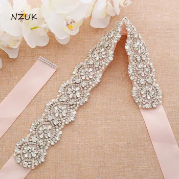 

Handmade Diamond Bridesmaid Dress Belt Rhinestones Bridal Belt Sliver Pearl Crystal Belt For Wedding Accessories ZZY144S