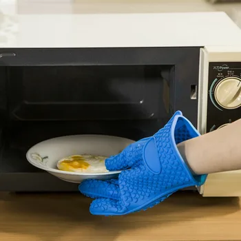 

PREUP Kitchen Microwave Mitt Insulated Oven Heat Resistant Silicone Glove Oven Pot Holder Baking BBQ Cooking Non-slip Tools