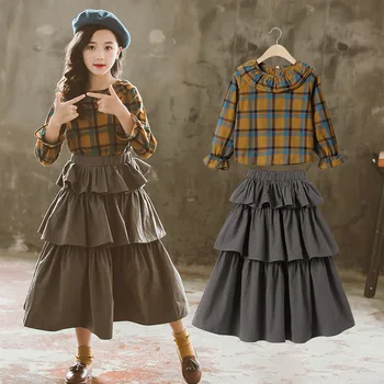 

Teenage Girls Clothing Set 2020 Spring Kids outfits for Girls Clothes Fashion Long Sleeve Blouse+ Skirt 2pcs sets Child 4-14yrs