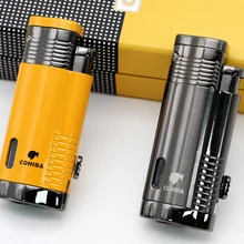 COHIBA, брендовый фонарь из нержавеющей стали, зажигалки с пламенем, ветрозащитная сигарета, сигарета, желтая зажигалка с сигарой