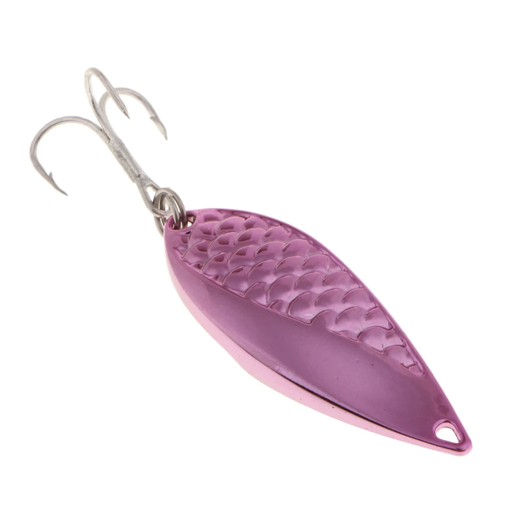 Metal Spoon Lures 25g Spinnerbait Salmon Bass Fishing Lure With Hooks Pink