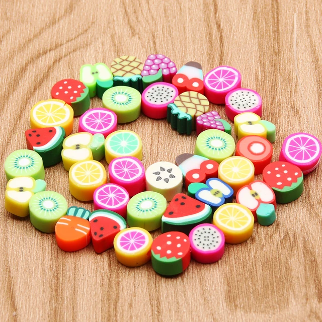 30/50/100pcs 10mm Mixed Fruit Beads Polymer Clay Beads Loose Beads For  Jewelry Making DIY Bracelet Necklace Accessories