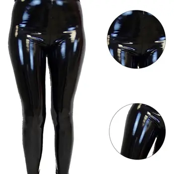 

Women's Spring Brushed High Waist PU Leather Pants Black Leggings Female Shinny Pencil Pants Female Elastic Trousers