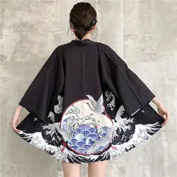2019 Новое японское модное Стильное азиатское кимоно Haori, традиционное летнее тонкое пальто с принтом, японские кимоно для женщин