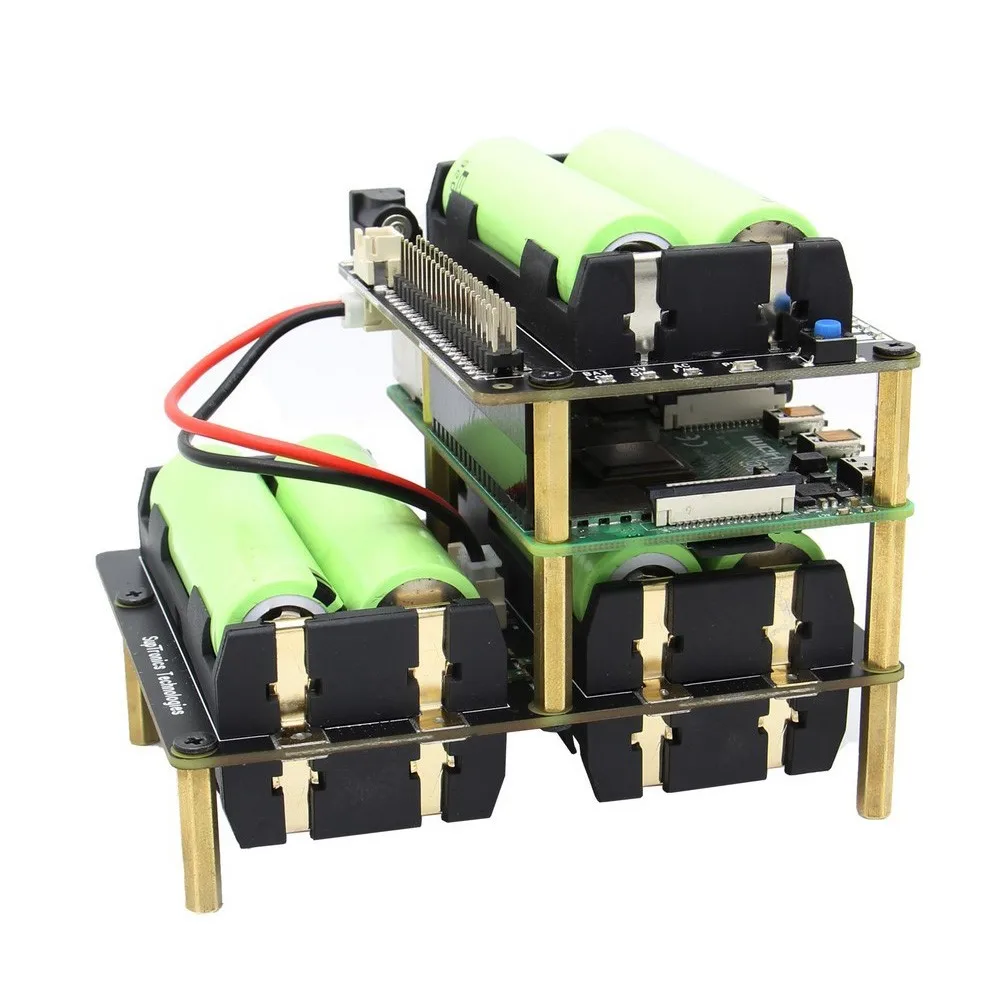 Raspberry Pi 4B/3B +/3B UPS HAT con Kit de soporte para batería de 8 celdas 18650 (X708-A1), X708 / X728 / X750 tablero de gestión de energía seguro