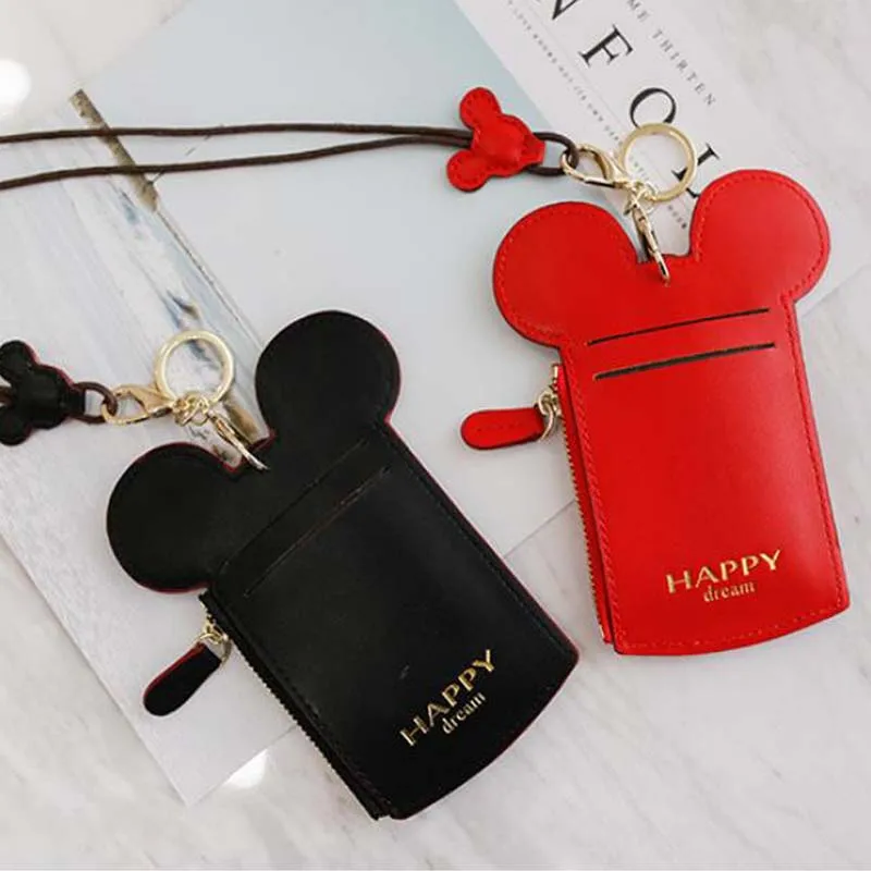 

Lovely Card Holder Mini Mouse Ear Cover for The Passport PU Leather Card Wallet Passport Cover Mouse Ear Card Case With Pendant