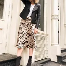 Шелковая атласная юбка с леопардовым принтом для женщин Naomi Wild Things эластичная юбка средней длины с высокой талией