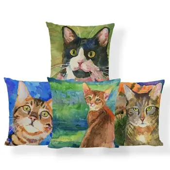 

Handsome Cat Cushion Cover Living Room Bedroom Decorative Pillowcase Polyester