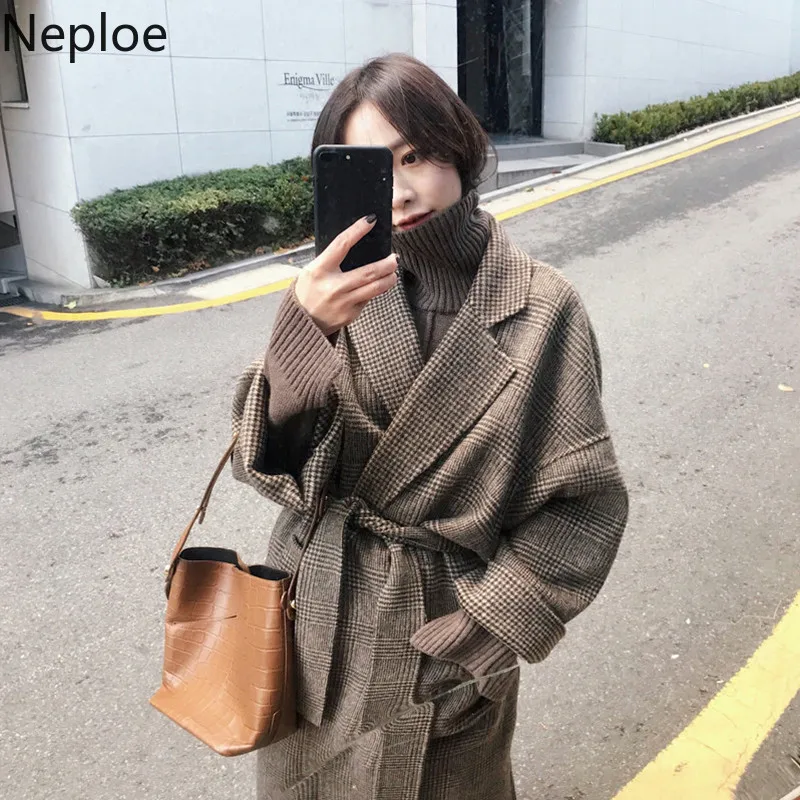 Neploe/осенне зимнее элегантное пальто средней длины Abrigos Mujer Invierno 2020 с отложным