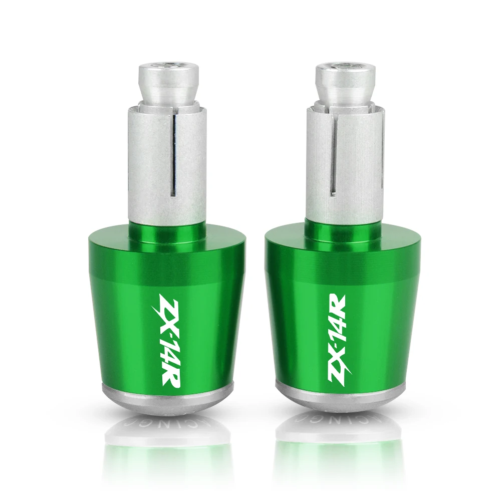 22mm Motorcycle Handlebars Grips Ends Bar Ends Handlebar Caps For Kawasaki Ninja ZX14R ZX-14R 2006-2012 2013 - Цвет: Green-Silver