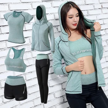 

2020 New Summer Yoga Wear Sports Suit Women Running Quick-drying Long-sleeved Set Large Size Fitness Suit Sports Suit