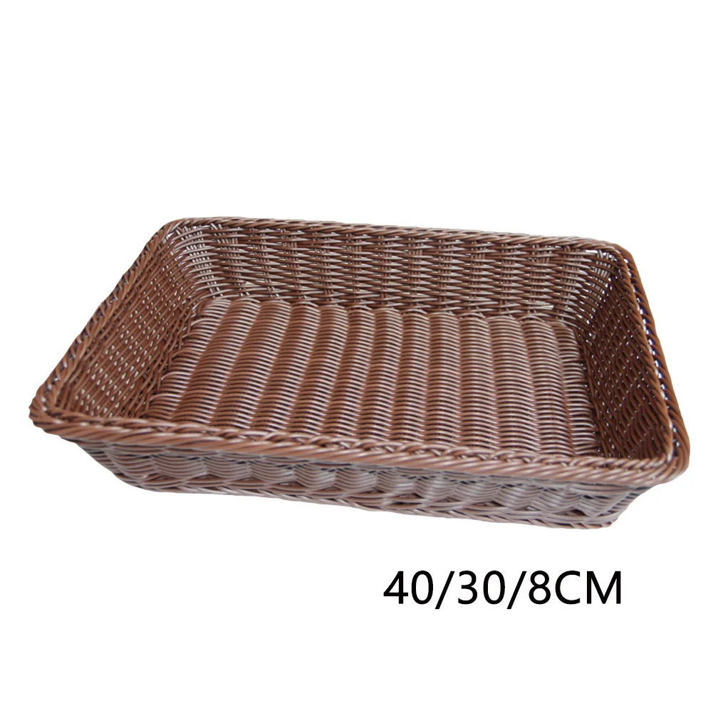 

Hand Woven Rectangular Case Organizer Home Kitchen Multifunctional Fruits Container Gift Storage Basket Display Snacks Box Bread