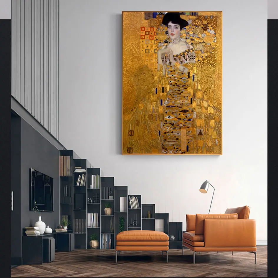 Портрет Adele Bloch Canvas настенные картины Gustav Klimt Kiss репродукции Холст принты для