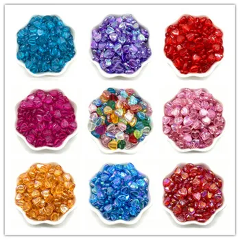 

100pcs 8mm Acrylic Spacer Beads Heart-shaped Charm Transparent Rainbow Color Beads For Jewelry Making DIY Jewelry Accessories