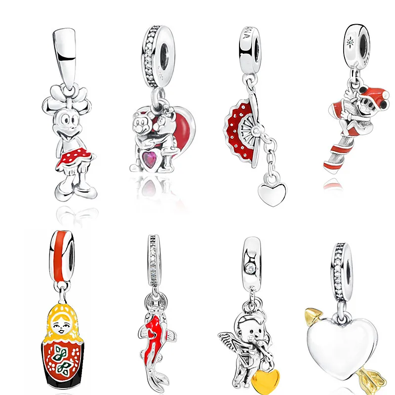2019 Winter New 925 Sterling Silver Beads Girl Mickey Mouse Lockets fit original pandora Charms Bracelet Pendant Women DIY | Украшения и