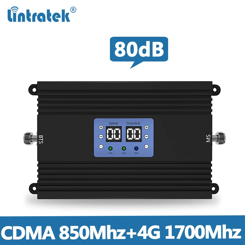 Lintretek 2G 3g 4G репитер 80dB CDMA 850Mhz 4G LTE 1700Mhz усилитель сигнала ретранслятор сигнала agc MGC двухдиапазонный амплитудный B5 B4 80dB 25dBm KW25A-CA