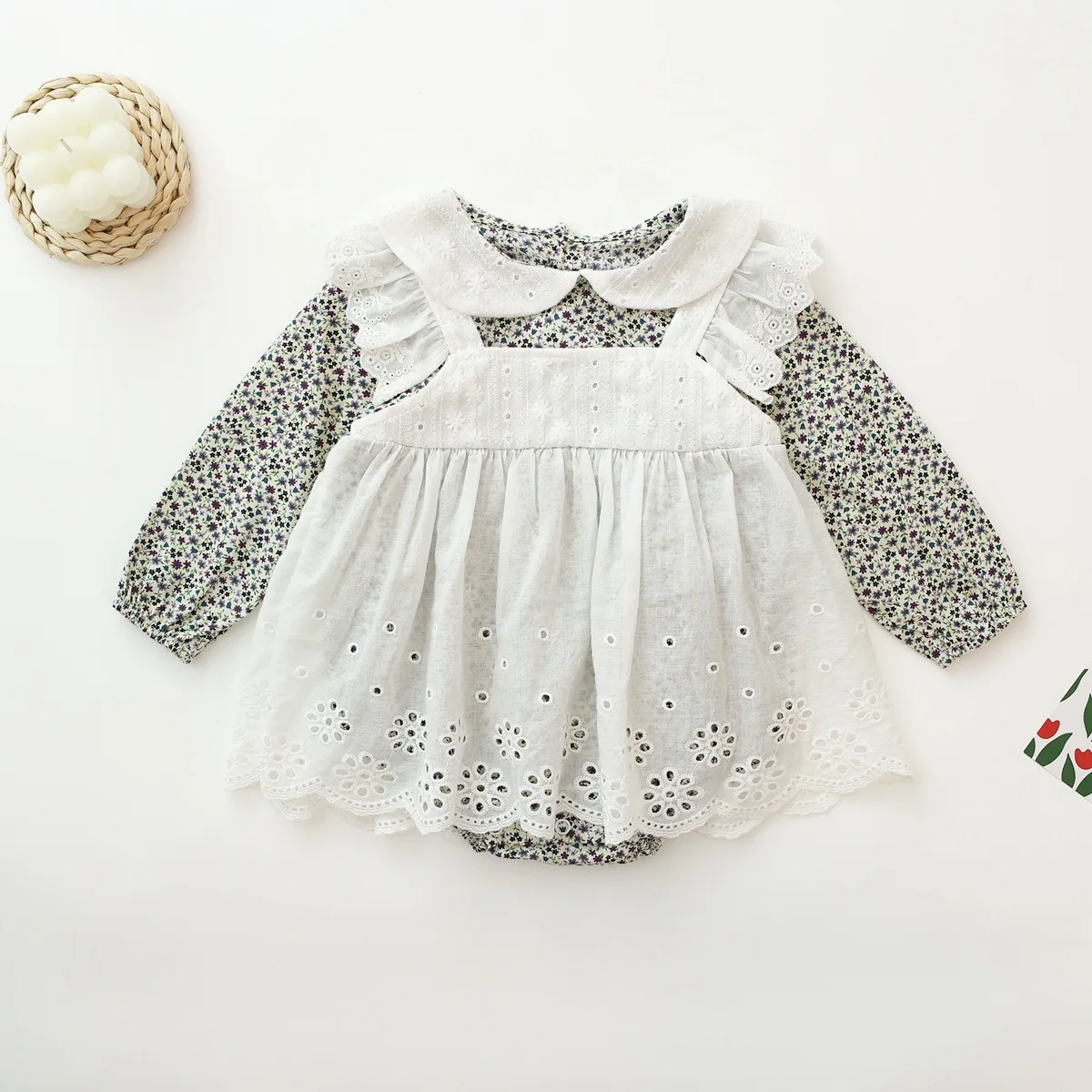 Baby Girl Floral Lace Long Sleeve Bodysuit Jumpsuit