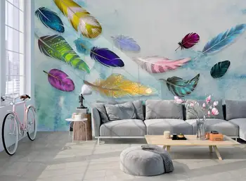 

[Self-Adhesive] 3D Colored Feather 9330 Wall Paper mural Wall Print Decal Wall Murals
