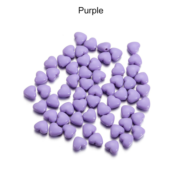 Candy Color Acrylic Heart Shape Bead Plastic Pastel Spacer For DIY Jewelry Craft Making Necklace Bracelet Accessories