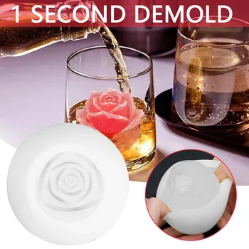

3D Silicone Rose Shape Ice Mold White Suitable For Summer Craft Tools Bakeware Chocolate Moulds