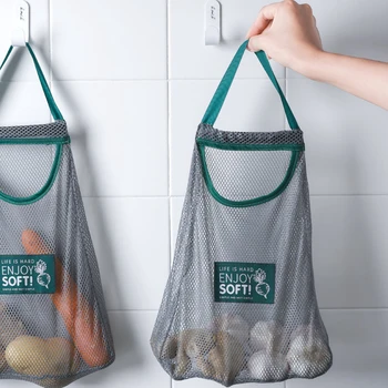 

Kitchen Fruits Vegetables Storage Hanging Bag Reusable Grocery Produce Bags Mesh Ecology Shopping Tote Bag Folding Organizer