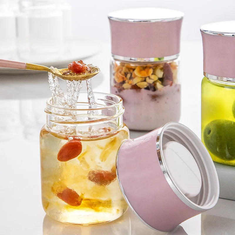 

Bird's Nest Storage Bottle Sealed Jar Glass Bottle with Lid Portable Household Small High-temperature Resistant Food Jam Storage