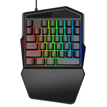 

One-Handed Keyboard RGB Gaming Keyboard 35 Keys LED Left Hand Mini Keypad for Mobile Game