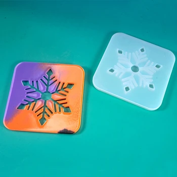 

DIY Large Snowflake Cup Coaster Resin Mold Cup Mats Geode Agate Coasters Silicone Molds Home Decoration Resin Art Crafts