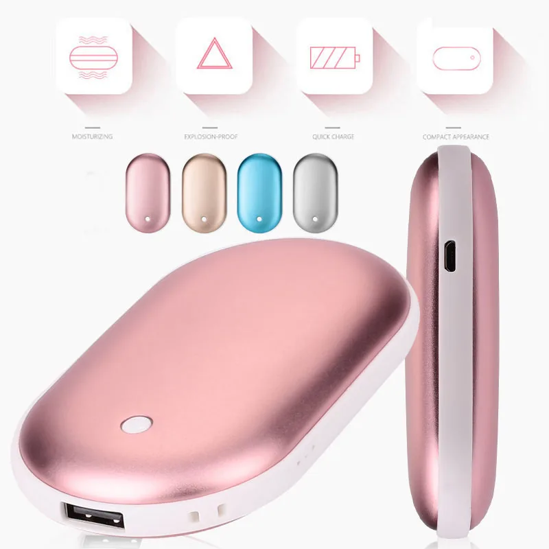 5200mAh 5V Cute USB Rechargeable LED Handheld Travel Electric Heater Practical Mini Long Life Pocket Heater Hand Warming