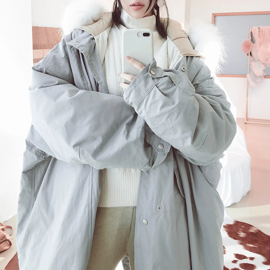

New 2020 Wome's Winter Down Jacket Luxury Natural Raccoon Fur Coat Super Qaulity Long Parka Outwear Abrigo Mujer LX2414