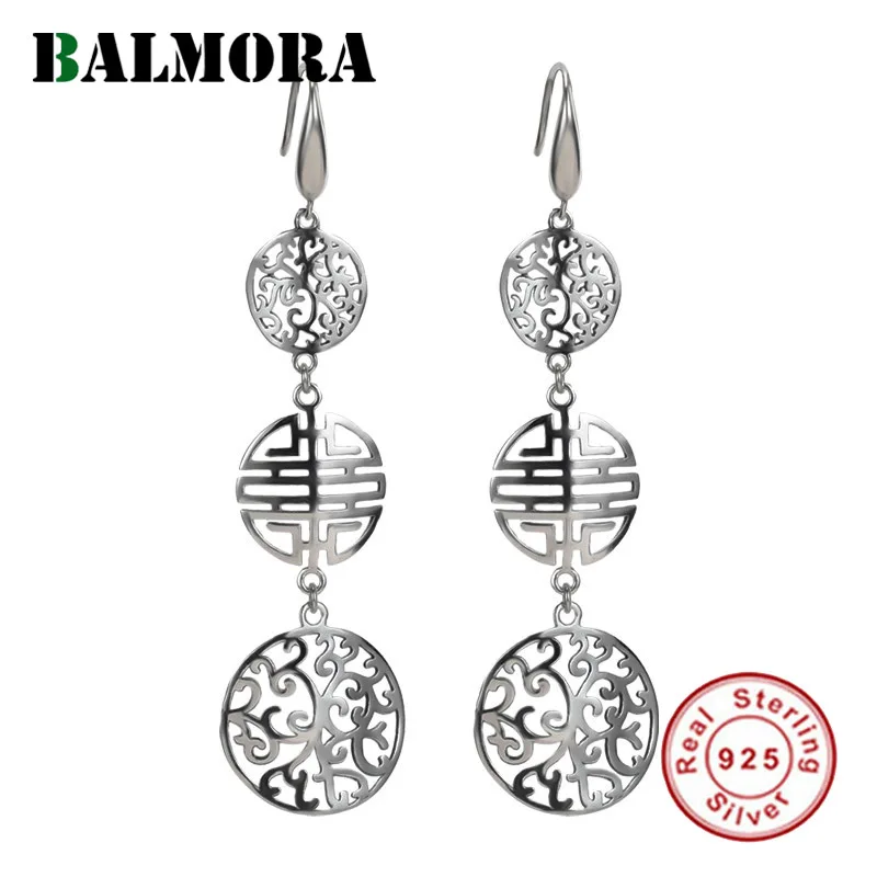 BALMORA, 925 пробы, серебряные, полые, этнические, висячие серьги для женщин, подарок матери, элегантные, простые, модные, ювелирные изделия, Brincos