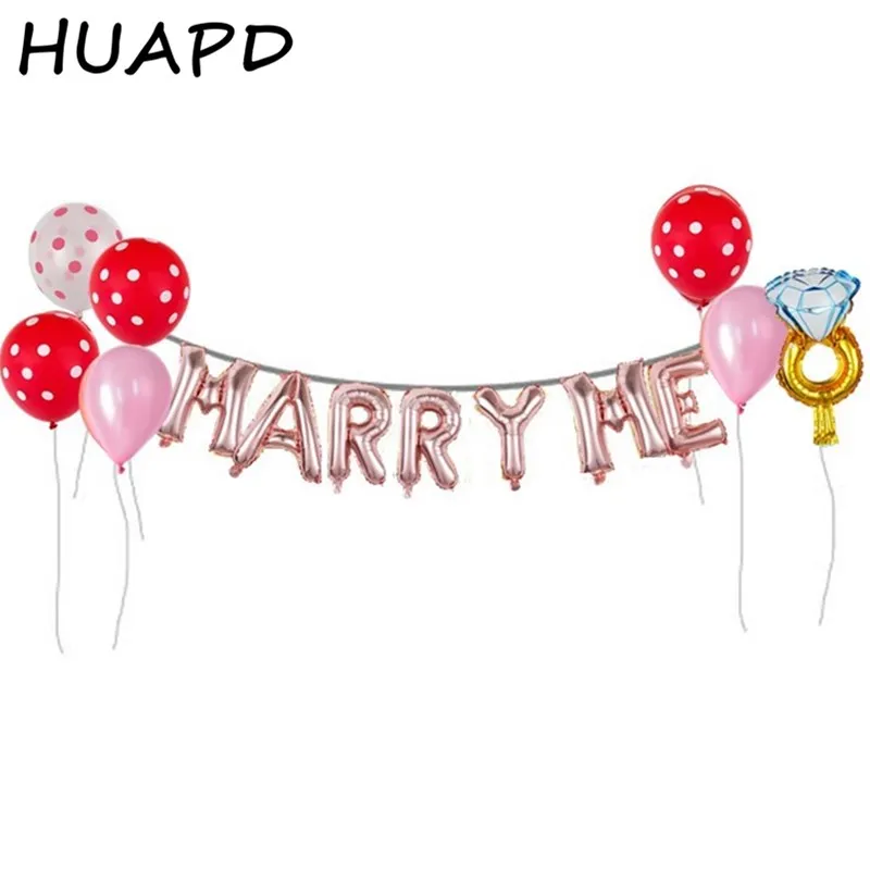 14 шт./лот marry me письмо кольцо с бриллиантом воздушные шары для надписью &quotbride to