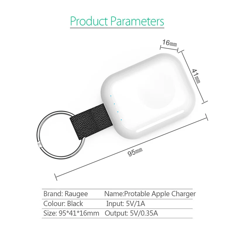 Внешний аккумулятор для Apple Watch 1, 2, 3, 4, 5, беспроводное зарядное устройство, внешний аккумулятор 700 мА/ч, портативное зарядное устройство для путешествий, для улицы, QI, беспроводное зарядное устройство - Тип штекера: White