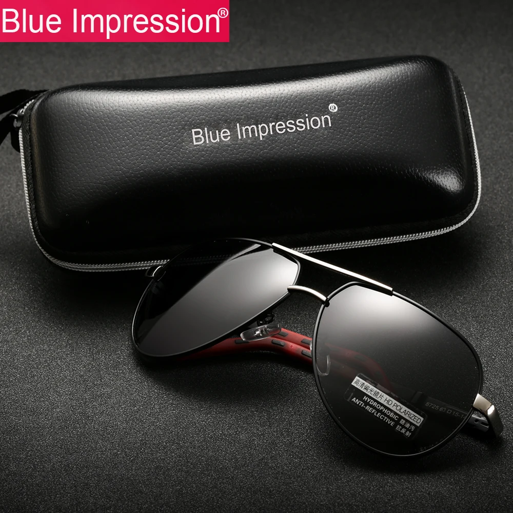 

Blue Impression Men Vintage Aluminum Polarized Sunglasses Classic Brand Sun glasses Coating Lens Driving Eyewear For Men/Women