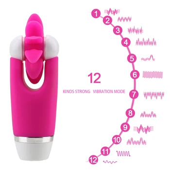 Tongue Licking Clitoris Stimulator 12 Speed Rotating Oral Sex Nipple G-spot Massage Vibrator Sex Toy For Women Masturbators 2