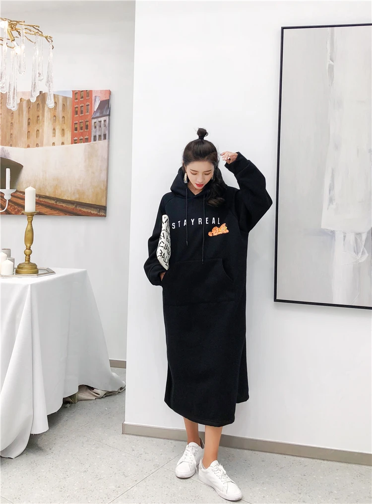Autumn Winter Women Sweatshirt Cartoon printed Long Hooded Pullover Tops Loose Plus size harajuku Hoodies Womens clothing