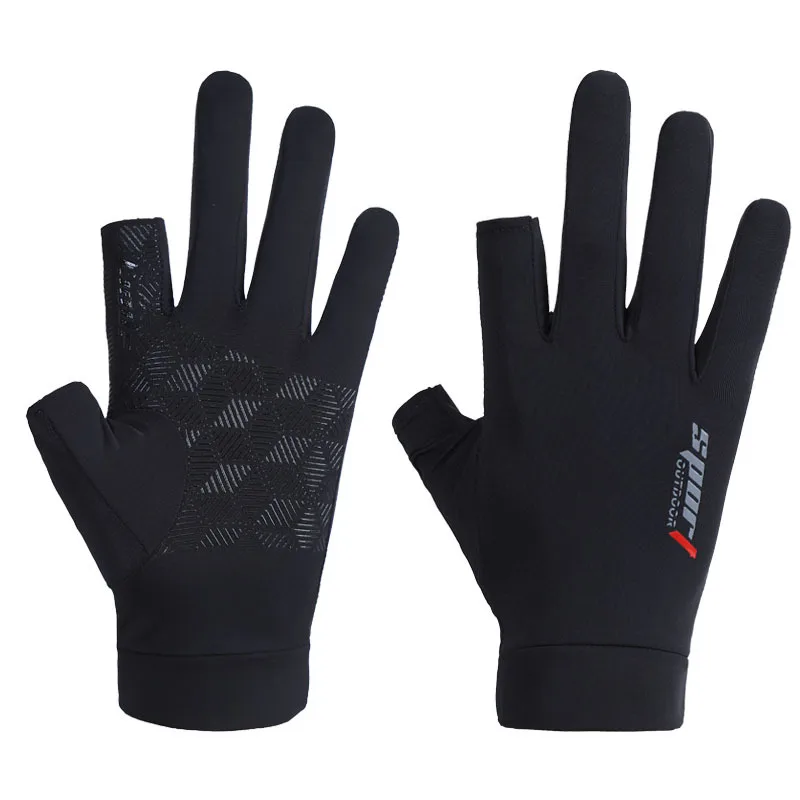 Gloves Men Women Summer Ice Silk Sun Protection Driving Nonslip Breathable Thin Fingerless Cycling Fishing Two Half Fingers cycling gloves fingerless gloves fishing gloves sports gloves half finger gloves sunscreen gloves fingerless gym gloves fingerless compression gloves male gloves