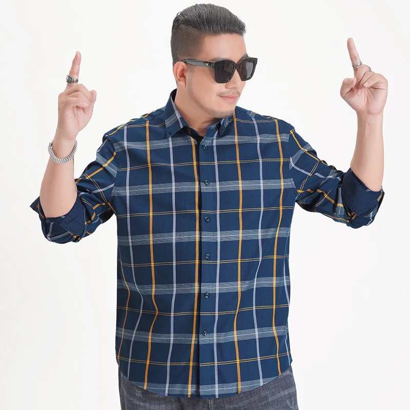 Новинка 2020 весна-осень мужская приталенная рубашка с длинным рукавом клетчатая