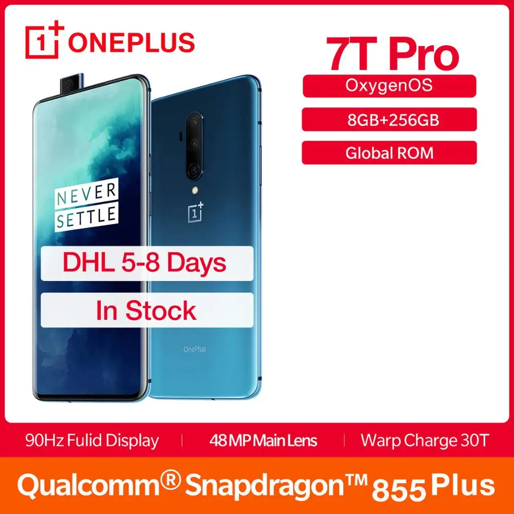 

Global ROM OnePlus 7T Pro 8GB 256GB Smartphone Snapdragon 855 Plus 6.67" Fulid 90Hz Display NFC UFS 3.0 4085mAh Dash Charge 30T