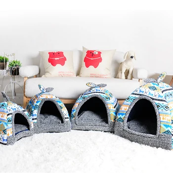 

Foldable Pet Cat House Warm Cozy for Cats Dog Kennel Lovely Printing Pupp Nest Cave Cute Sleeping Tent Mat Cushion Pet Products